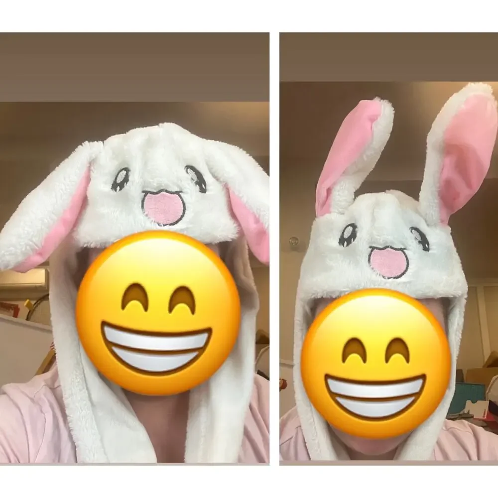 Rabbit Ears Movable Hat Cute Trendy Animal Bunny White Moving Ear Flapping